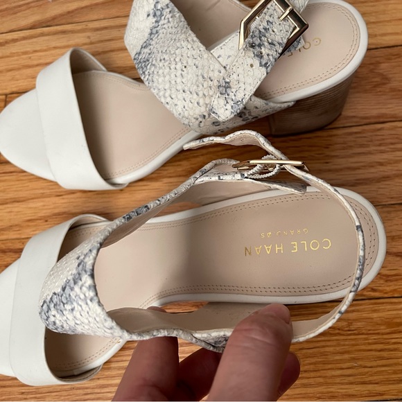 Josie Leather Ankle Snake Embossed Strap Chunky Block Heeled Kitten Heels summer - Picture 7 of 9